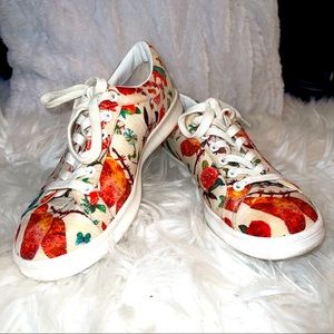 Rampage floral cream tennis shoes lace up size 8
